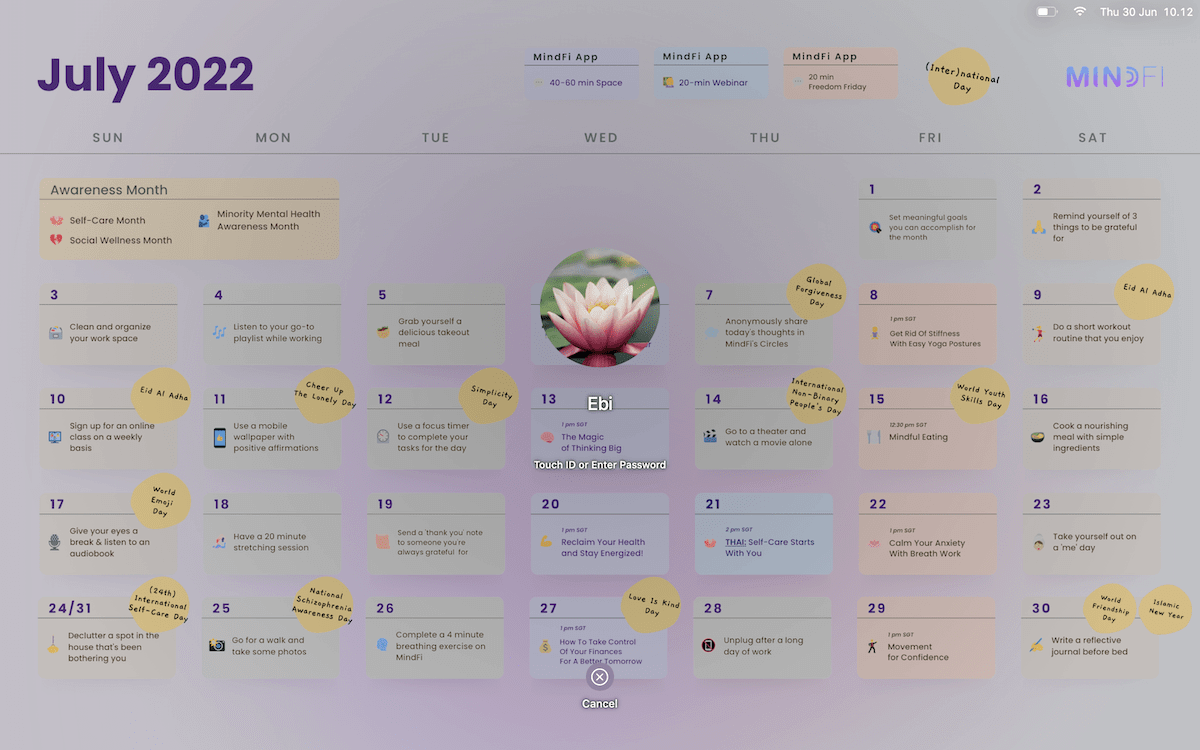 July HD Calendar Desktop Wallpaper Corporate Mental Health Wellbeing